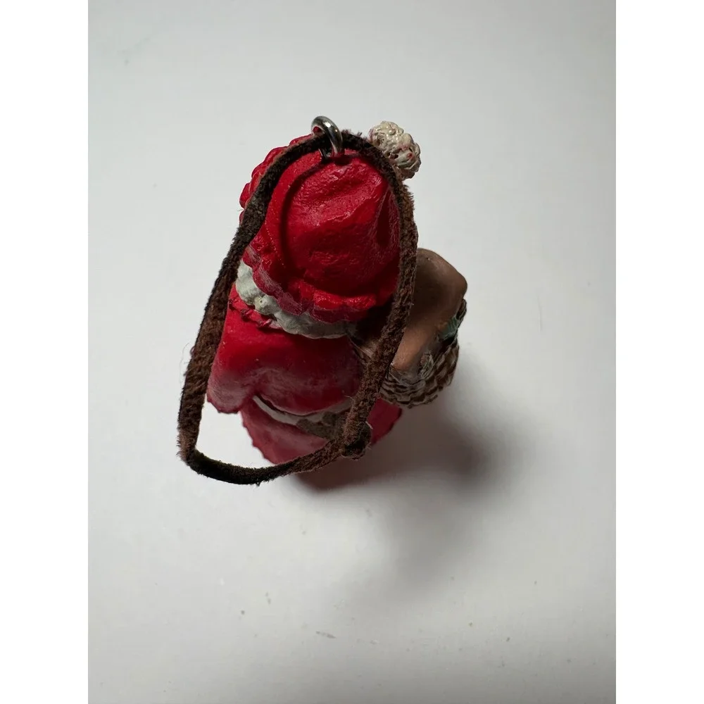 Hallmark 2003 Santa Claus Ornament Red Coat Backpack Basket Rustic Christmas